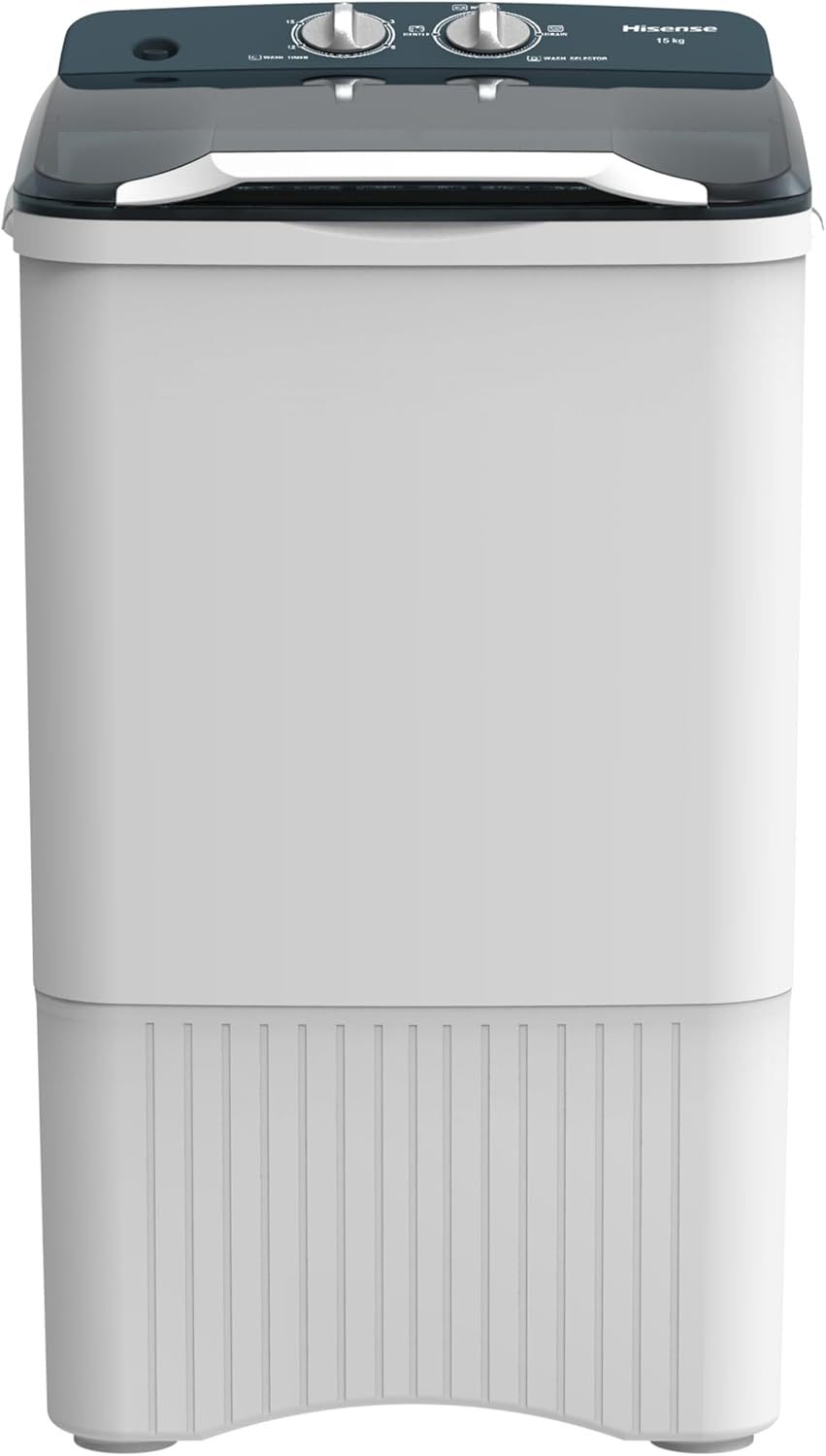 Hisense Lavadora WSFF1501, Semiautomática, 15 Kg, Temporizador de Lavado y Centrifugado, 55x52x91cm(AnchoxLargoxAlto), Blanco/Gris