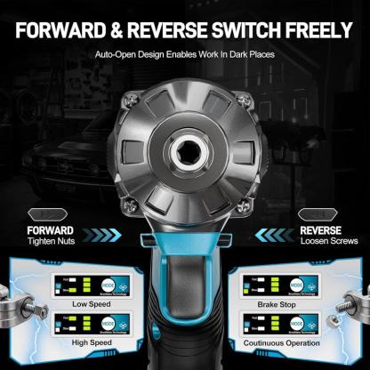 Llave de impacto sin escobillas GEVEELIFE 750Nm 3 en 1 de 1/2", inalámbrica, 3300 RPM, 2 baterías de 4.0 Ah, 6 vasos. Ideal para coches, bricolaje, muebles y cortacéspedes.