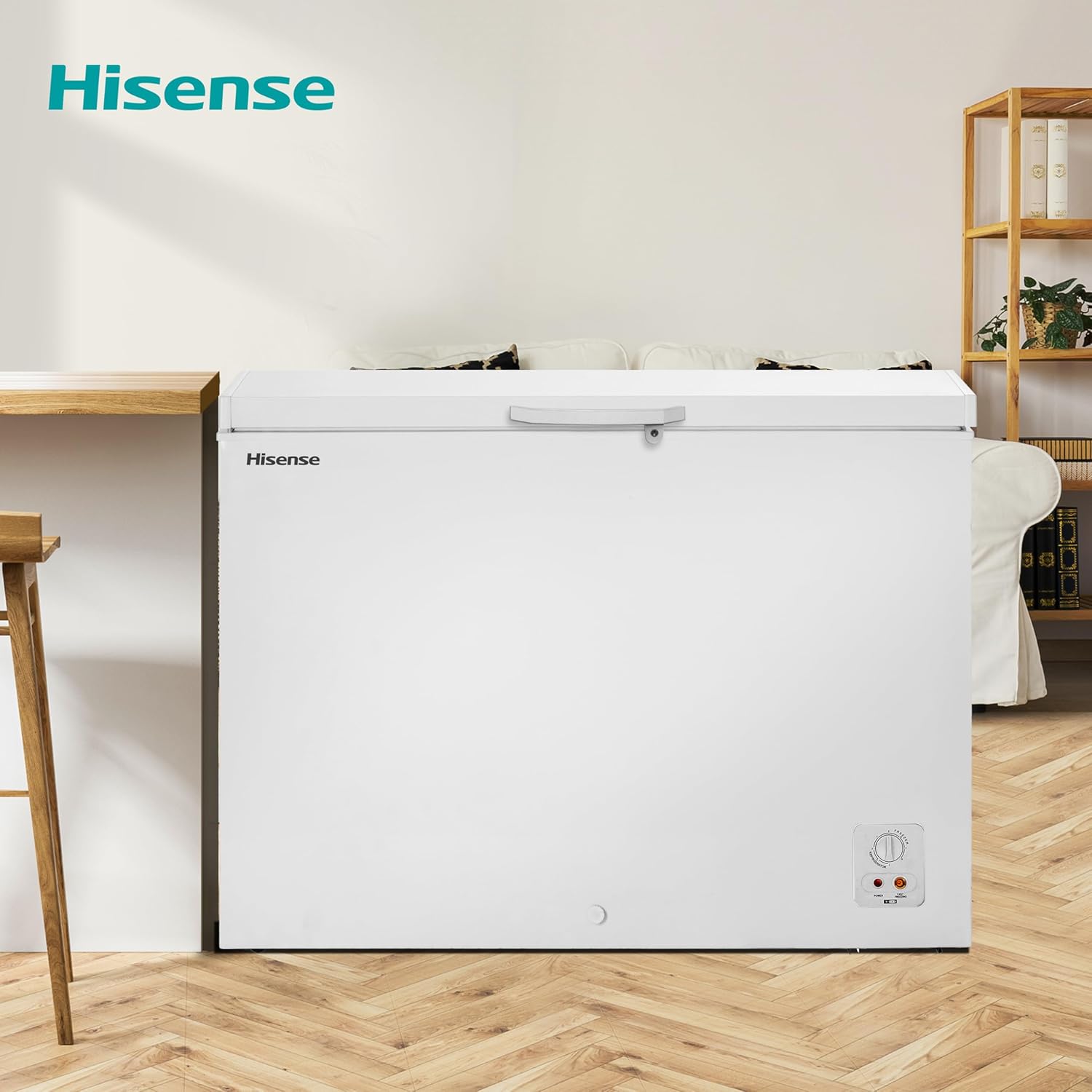 Hisense FC50D6AWX Congelador, 5 pies cúbicos, Temperatura ajustable, Fast Freeze, Cerradura de seguridad, 62x56x85cm(AnchoxLargoxAlto), Blanco