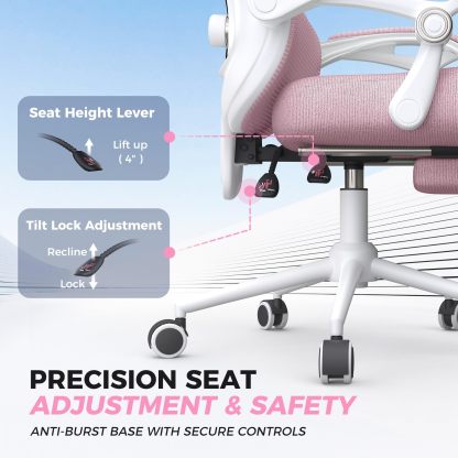 Silla de oficina reclinable, moderna y cómoda Sweetcrispy: silla ergonómica con respaldo de malla, altura ajustable, giro de 360 ​​grados y ruedas; incluye reposapiés, reposacabezas ajustable, reposabrazos acolchados y bloqueo de reclinación.