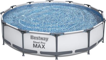 Bestway Steel Pro MAX - Juego de piscina redonda sobre el piso de 14 x 33 pulgadas, incluye bomba de filtro de 530 galones