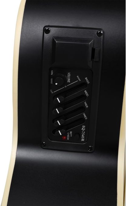 Kit de guitarra eléctrica acústica de 39 pulgadas con ecualizador de 4 bandas con estuche, juego de cuerdas, capo, paño de limpieza, afinador, púas, correa para el hombro y cable (Black)