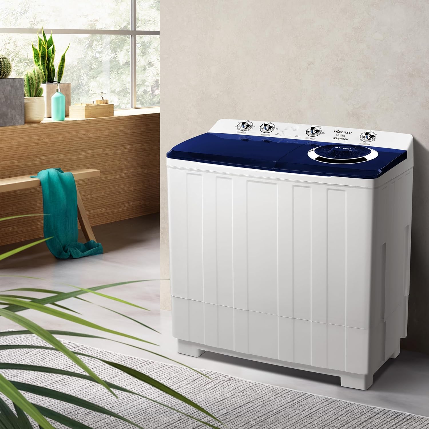 Hisense WSA1102PCN Lavadora Semiautomatica Doble Tina 11 Kg, Blanco/Gris