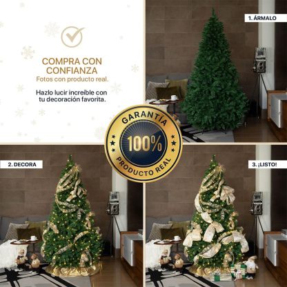 ESQUIMAL Árbol de Navidad Frondoso Pino Navideño Plegable, Cedro del Himalaya (Verde, 2.2 m)