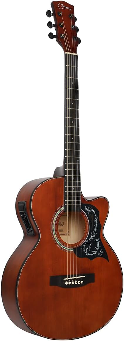 Kit de guitarra eléctrica acústica de 39 pulgadas con ecualizador de 4 bandas con estuche, juego de cuerdas, capo, paño de limpieza, afinador, púas, correa para el hombro y cable (Black)
