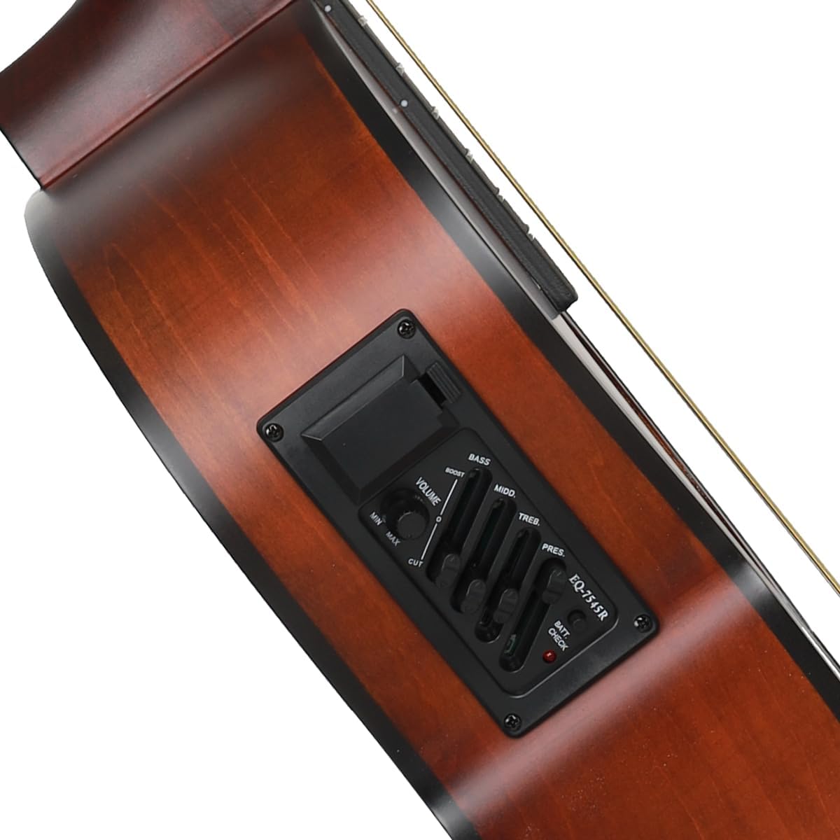 Kit de guitarra eléctrica acústica de 39 pulgadas con ecualizador de 4 bandas con estuche, juego de cuerdas, capo, paño de limpieza, afinador, púas, correa para el hombro y cable (Black)
