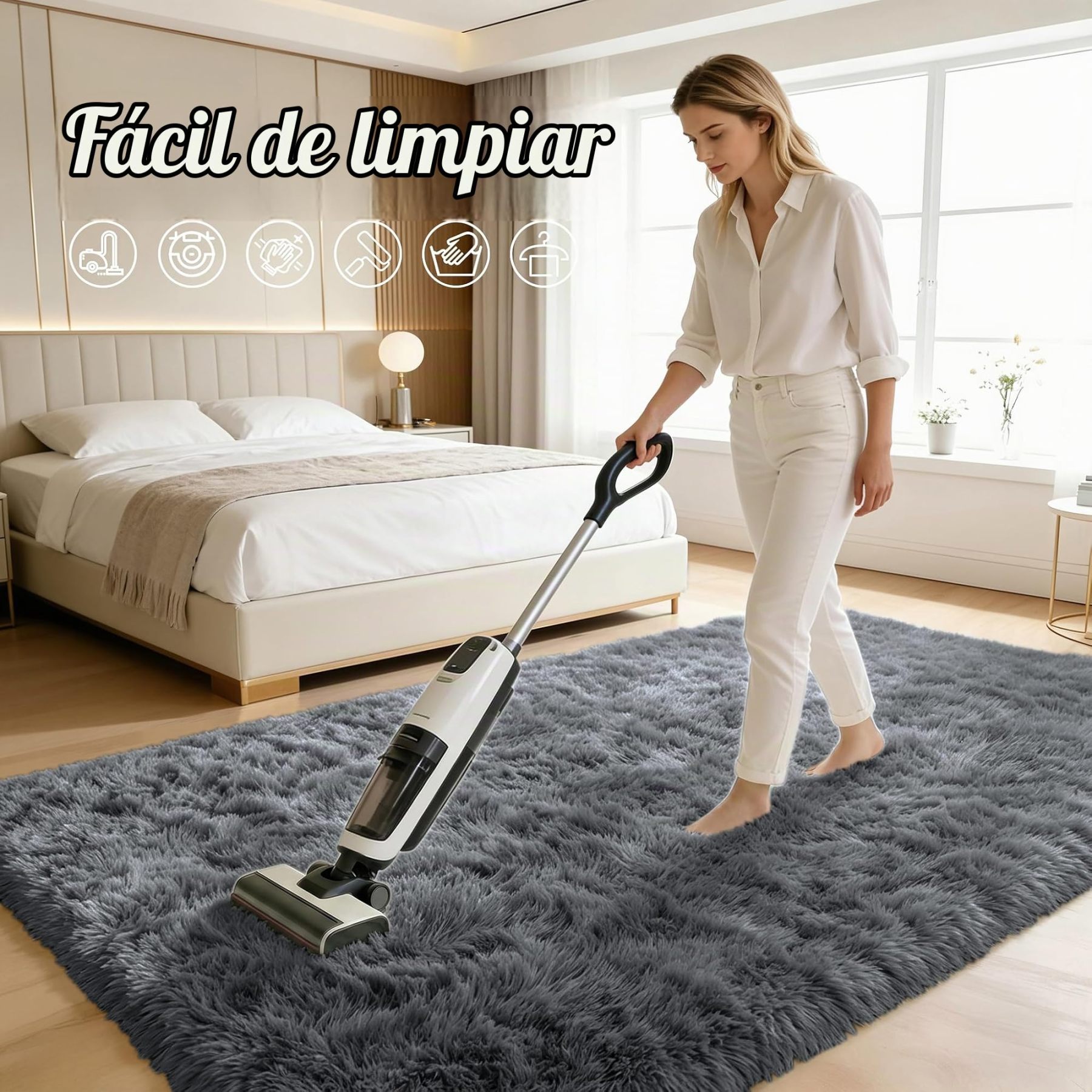 OLANLY - Alfombras de área grande lavables a máquina, 9 x 12 pies (274 x 366 cm), para sala de estar, recámara, alfombra suave y esponjosa para junto a la cama, alfombra de piso interior para niños y