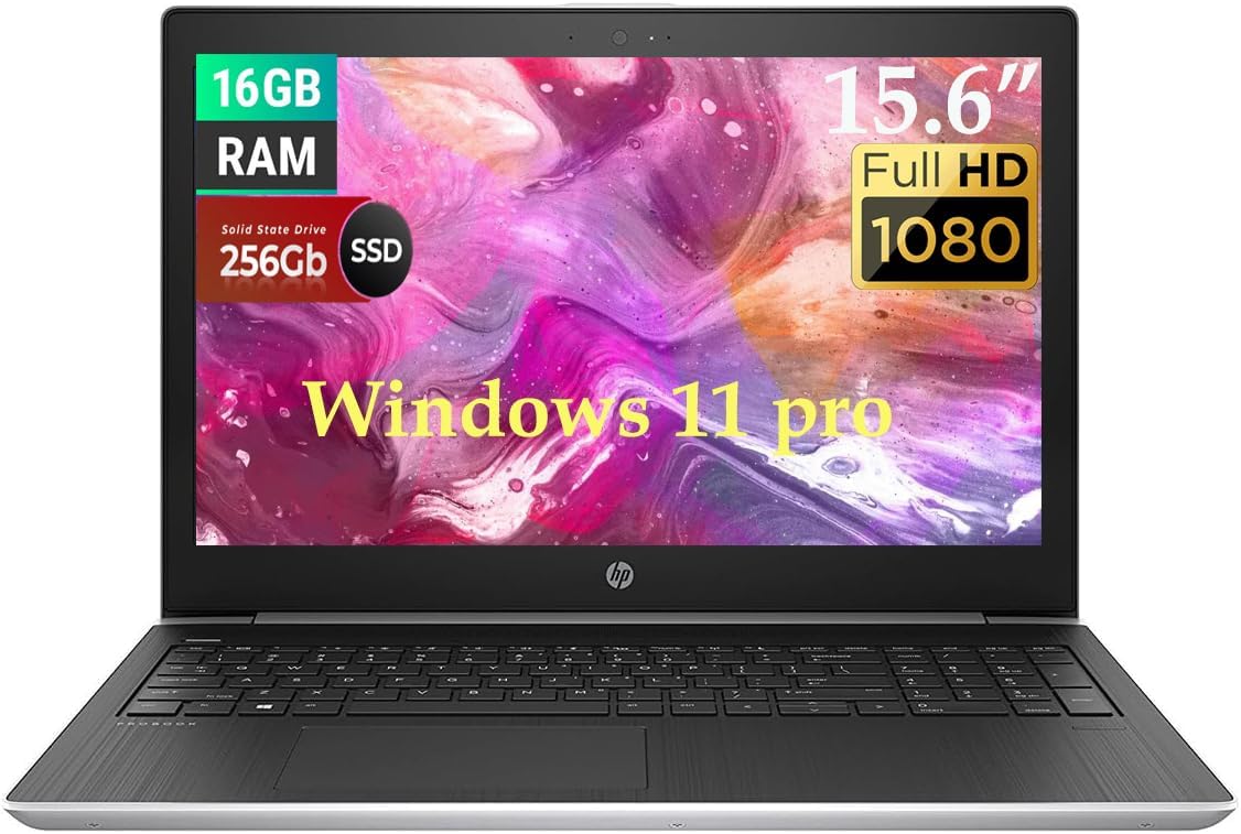 HP ProBook 450 G5 Portátil empresarial, FHD de 15,6"(1920 x 1080), Intel i5-8250U de 1,60GHz, 16GB de RAM, 512GB SSD, CAM, Windows 11 Pro (reacondicionado)