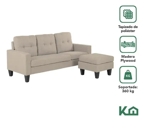 Silla Sofá Sala Esquinera Izquierda Sillón Reversible Madera