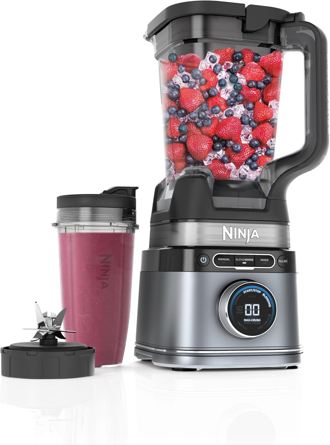 NINJA Detect Duo, Licuadora de Velocidades, con Vaso Personal, BlendSense, Profesional, Preajustable a un Solo Toque, Cuchillas Total Crushing, Velocidad Variable, Plateado, TB300LAA (Reacondicionado)