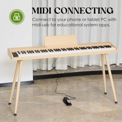 Teclado digital para piano de 88 teclas semiponderado, piano eléctrico de tamaño completo para principiantes, con soporte de partitura, pedal, adaptador de corriente, modo de auriculares,