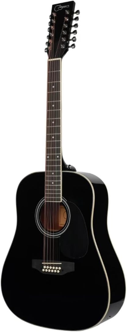 Jidyous-41 Inch,4/4,Guitarra Electroacústica 12 cuerdas,con Funda Acolchada, afinadores, Tirantes de guitarra,cuerdas, paletas, capó, adecuada para adultos jóvenes de nivel medio (Black)