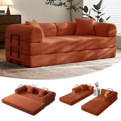 Sofá cama convertible de 79 pulgadas, sofá sin huesos, para sala de estar, gris oscuro