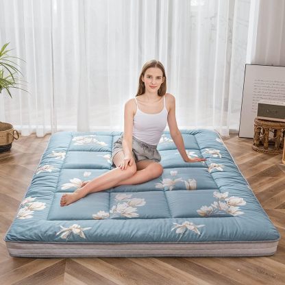 MAXYOYO - Puf plegable para sofá, cama, colchón de piso para adultos, extra grueso, 6 pliegues, sofá para recámara, sala de estar, beige, 135 x 240 cm