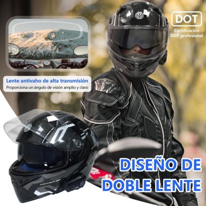 URPOWㅤ Casco de Moto Bluetooth, Casco Integral, Transpirable y Cómodo, Carcasa Resistente, Homologado Dot/ECE, Apto para Adultos, Mujeres y Hombres