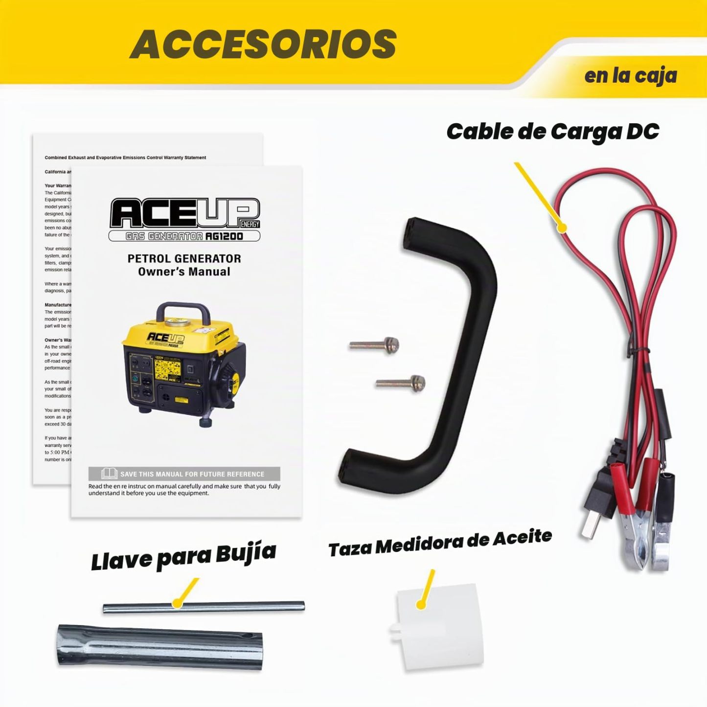 Aceup Energy - Generador de gas de 1.200 W, pequeño generador portátil para uso doméstico, camping, ultraligero, compatible con EPA y CARB