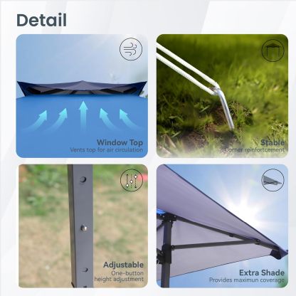 PHI VILLA - Toldo parasol con bloqueo UV de 4 x 4 m con kits de herramientas, pantalla de cenador para patio al aire libre, eventos de jardín-toallita mágica esponja