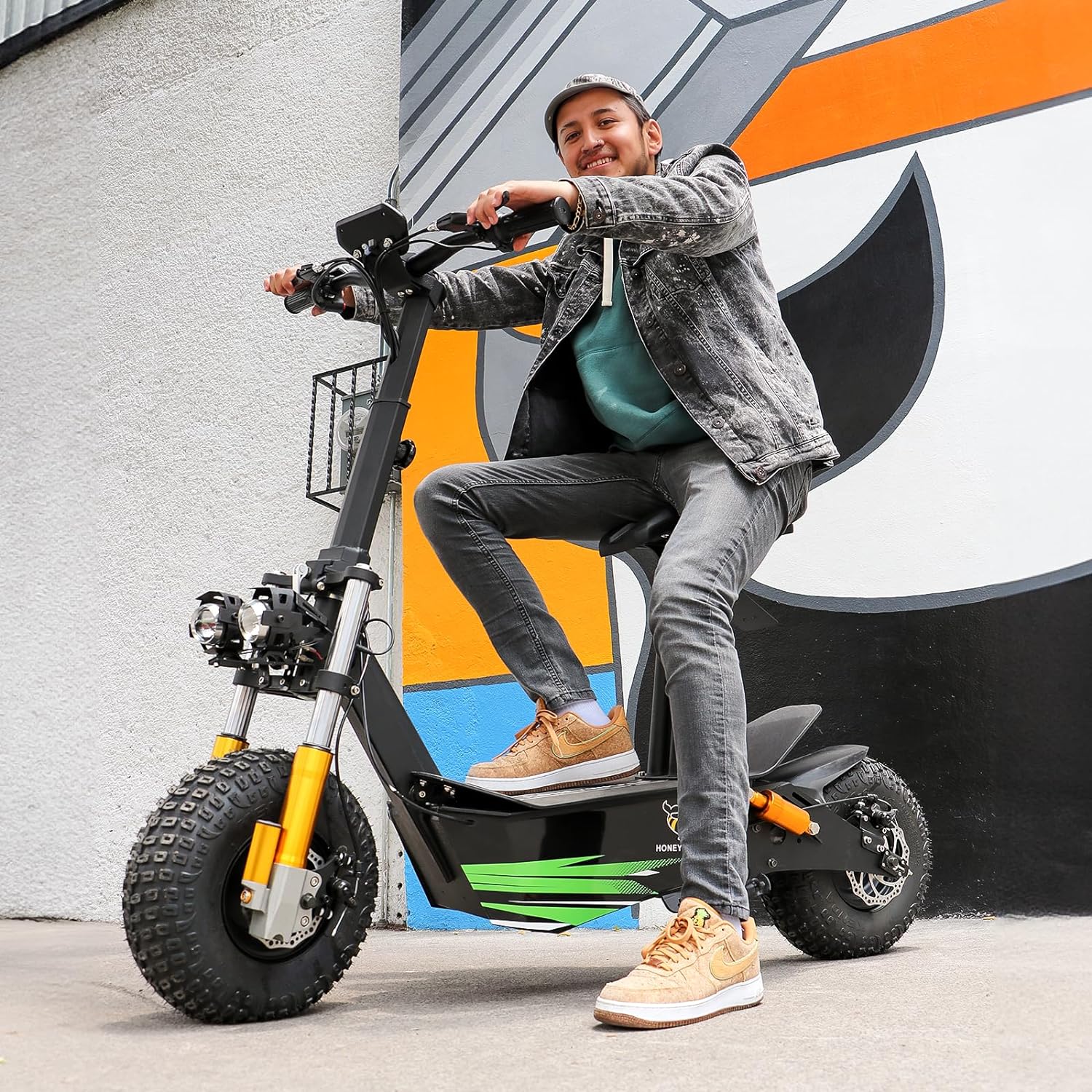 Discovery Moto Scooter Eléctrica para Adultos con Asiento, Patin Electrico Todoterreno con Motor de 3500W, Velocidad máxima 65KM/H, Batería de 20AH