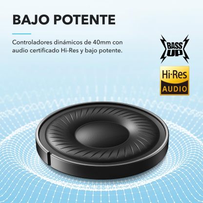 Soundcore Audífonos Inalámbricos Diadema Q20i, Cancelación de Ruido Activa Híbrida, Bluetooth, 40H ANC, Alta Resolución, Big Bass, App, Transparencia, Viajes