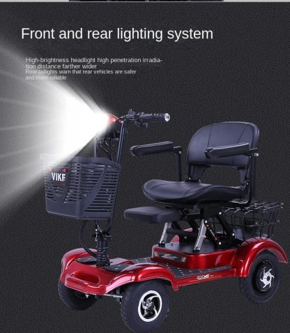 Scooters Eléctricos de 4 Ruedas,Silla de Ruedas Eléctrica Móvil para Adultos Mayores Scooters Eléctricos Plegables de 380W para Adultos Mayores,48v20ah Carga: 200kg(440lb) Autonomía hasta 25 Millas (Azul /Motor doble)