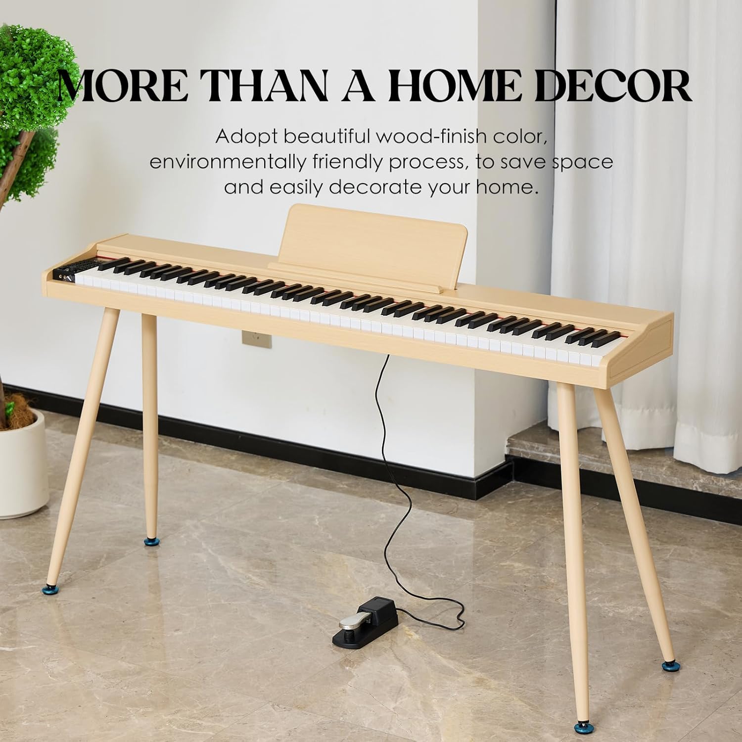 Teclado digital para piano de 88 teclas semiponderado, piano eléctrico de tamaño completo para principiantes, con soporte de partitura, pedal, adaptador de corriente, modo de auriculares,