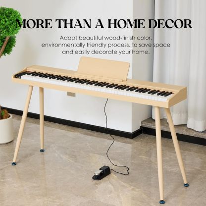 Teclado digital para piano de 88 teclas semiponderado, piano eléctrico de tamaño completo para principiantes, con soporte de partitura, pedal, adaptador de corriente, modo de auriculares,