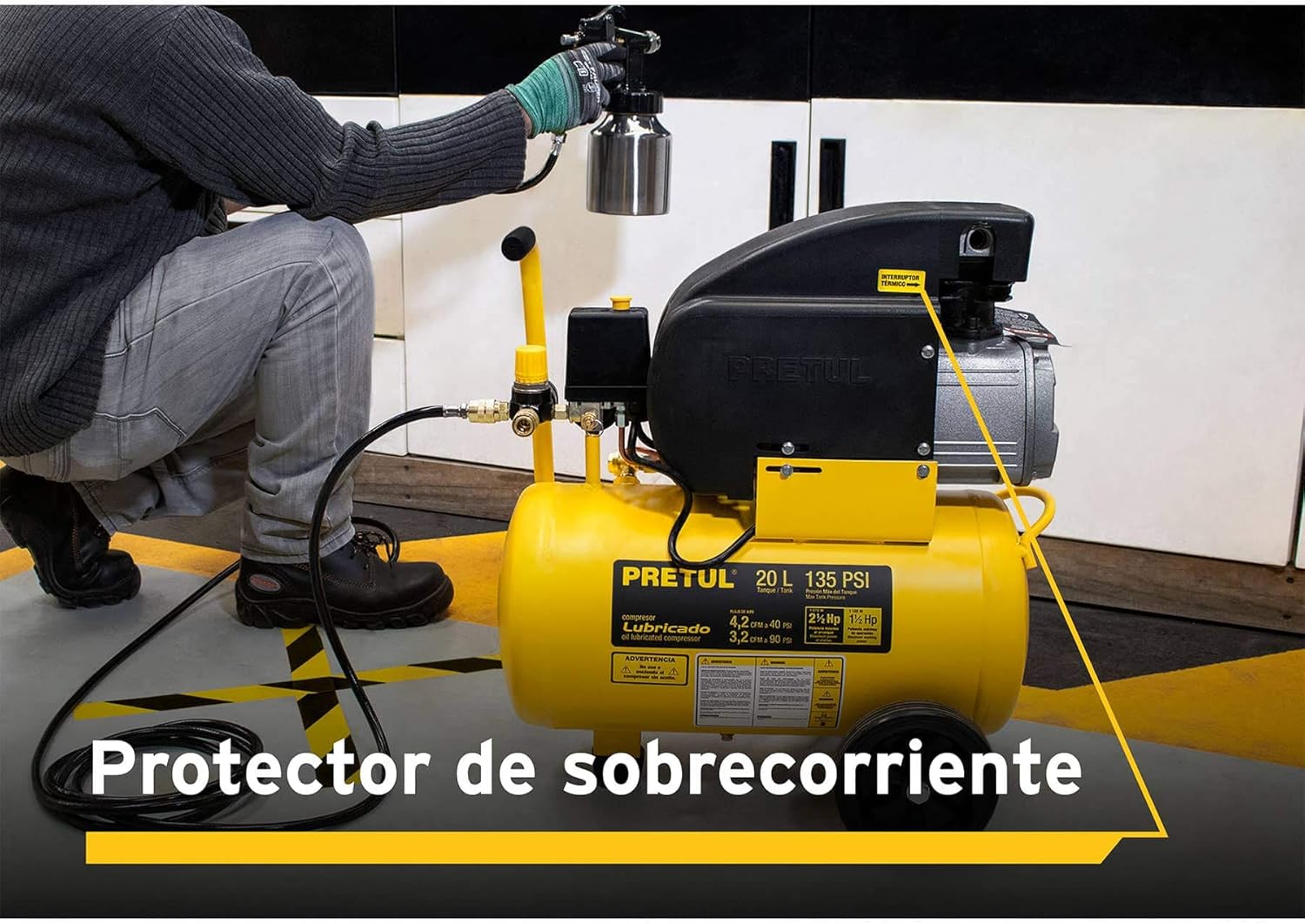 Pretul COMP-20LP, Compresor horizontal, 20 L, 2-1/2 HP (potencia máxima), 127 V