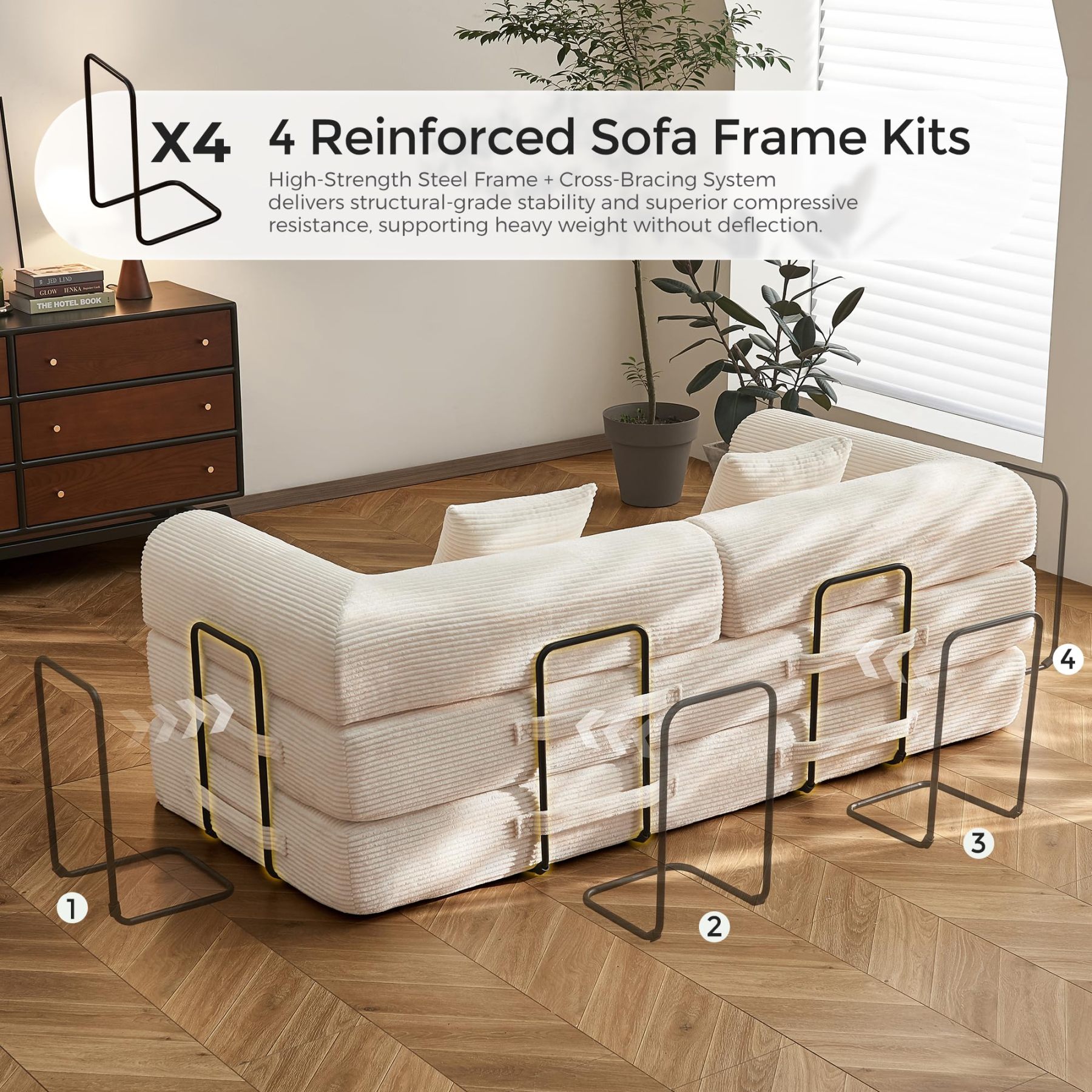 Sofá cama convertible de 79 pulgadas, sofá sin huesos, para sala de estar, gris oscuro