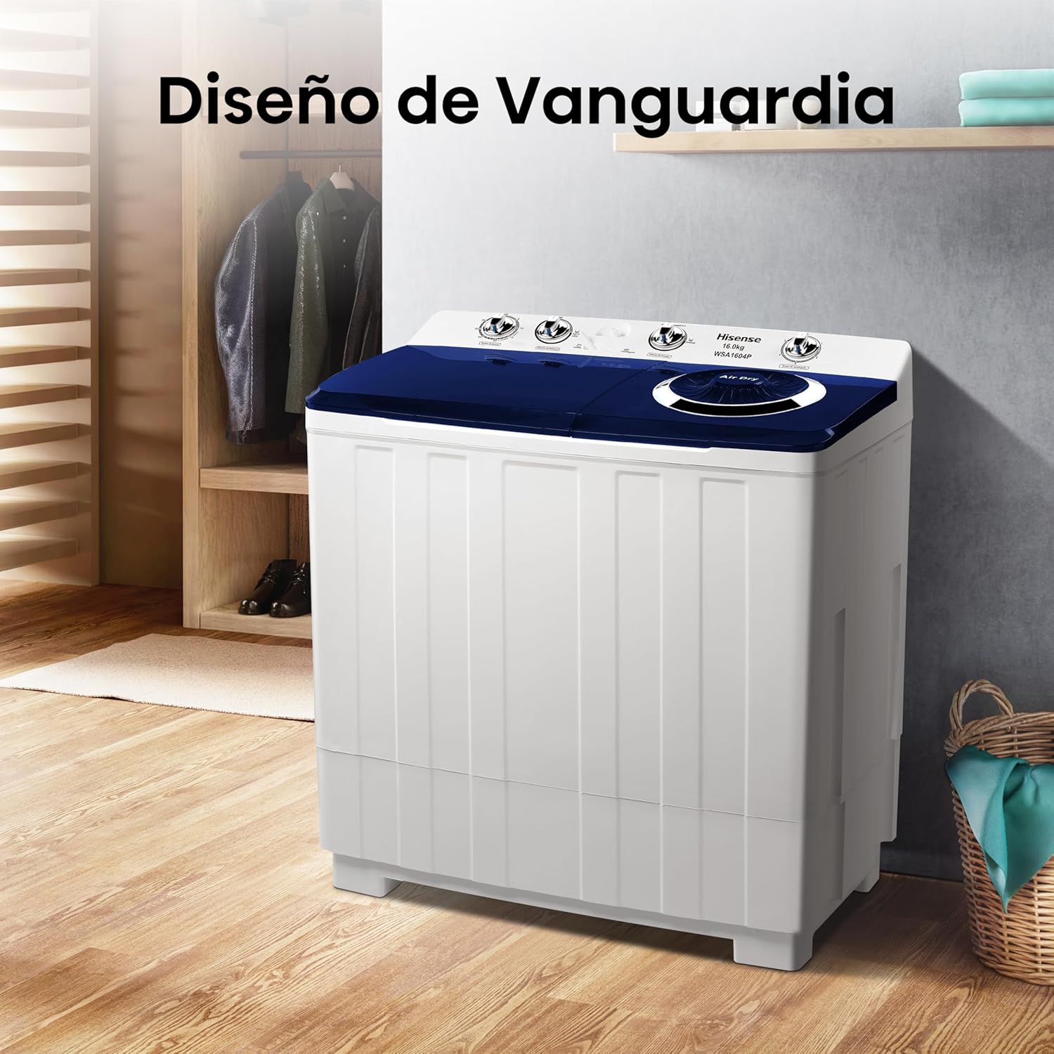 Hisense WSA1102PCN Lavadora Semiautomatica Doble Tina 11 Kg, Blanco/Gris