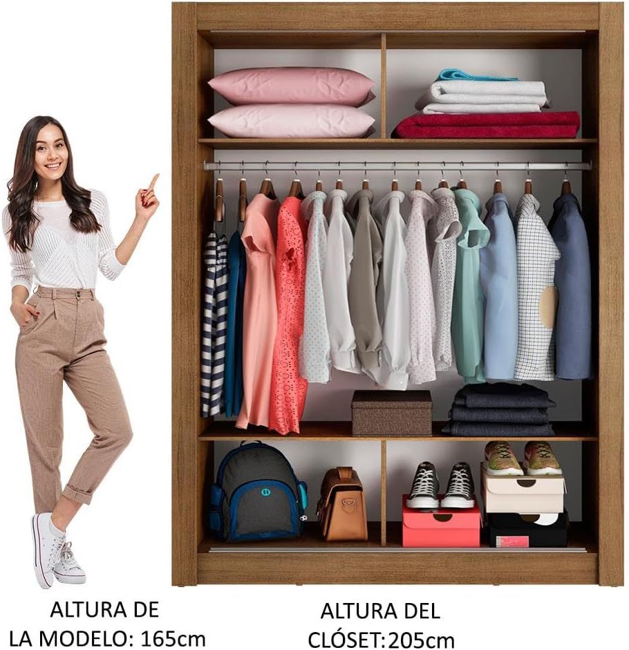 Madesa Ropero Closet con 2 Puertas Denver - Marrón