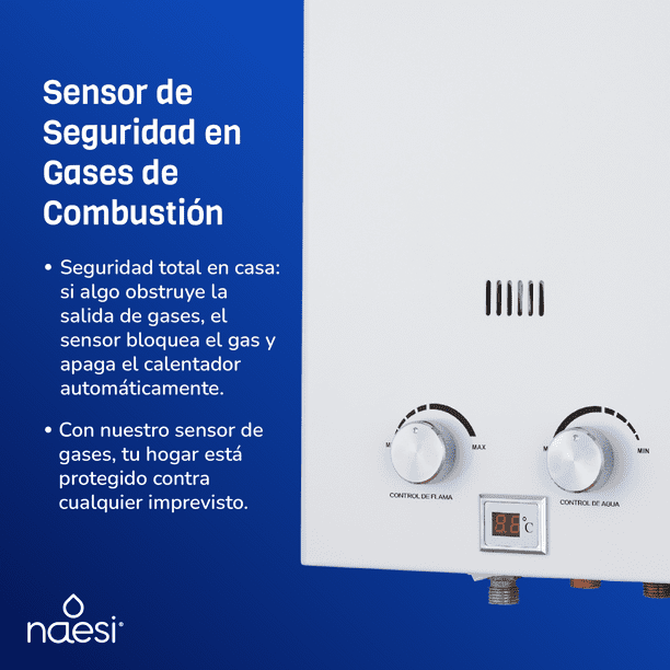 Calentador De Agua 12 Litros De Paso Naesi AN202 Dos Regaderas, Para Uso Exclusivo Gas LP