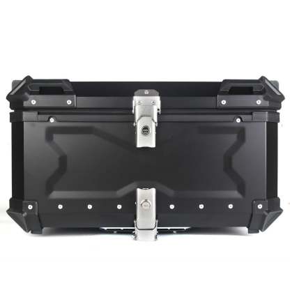 Baúl de motocicleta genérico, caja trasera, organizador de aluminio a prueba de golpes, caja para casco, baúl de almacenamiento de equipaje para 45L Plata
