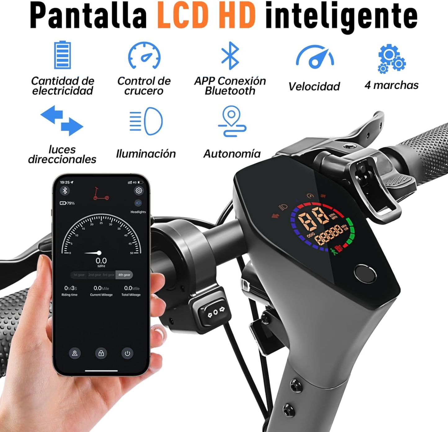 HONEYWHALE E9 MAXS Scooter Eléctrico Plegable para Adultos, Patin electrico con Motor de hasta 500W, Velocidad Máxima de 32KM/H, Autonomía Máxima 40KM, Batería (36V, 15AH)