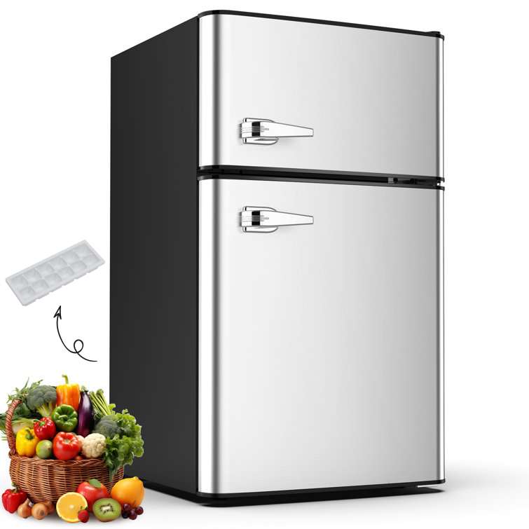 R.W.FLAME Double Door 3.2 Cu. Ft. Compact Refrigerator Mini Fridge with Freezer