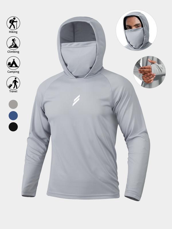Men's Sun Protection Hoodie Set,FishingHoodiewithMask,Casual Breathable Fishing Jacket,Quick Dry Sportswear with Face Cover,SunProtectionFishingGear,Outdoor Adventure Clothing,Sportswear and Activewear