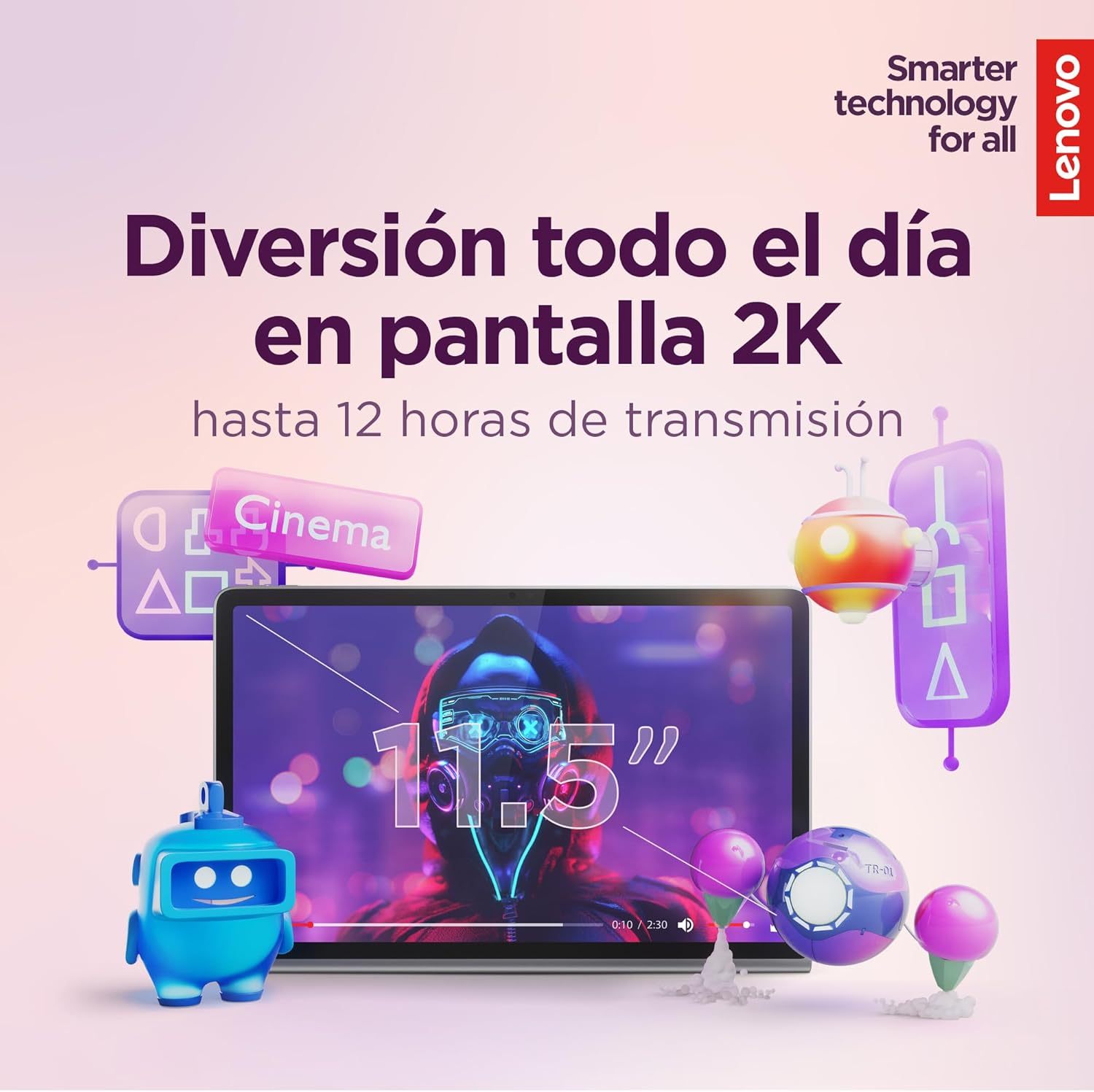Tablet Lenovo Tab Plus | 11,5" 2K | MediaTek Helio |8GB RAM 128 GB UFS| Incluye Funda + Auriculares Moto