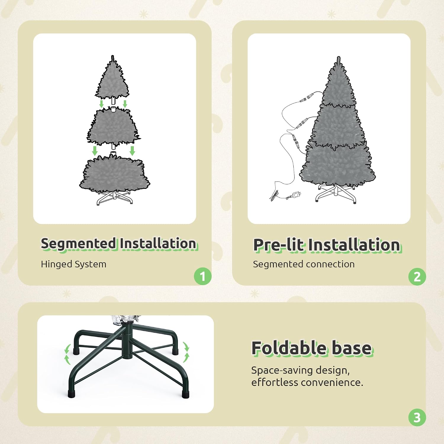 【11 Light-Modes】YITAHOME 4.5/6/7.5/9 FT Artificial Christmas Tree, with PVC Tips and Warm-White Lights, Ideal for Home, Office Decoration 【11 Light-Modes】YITAHOME 4.5/6/7.5/9 FT Artificial Christmas Tree, with PVC Tips and Warm-White Lights, Ideal for Home, Office Decoration