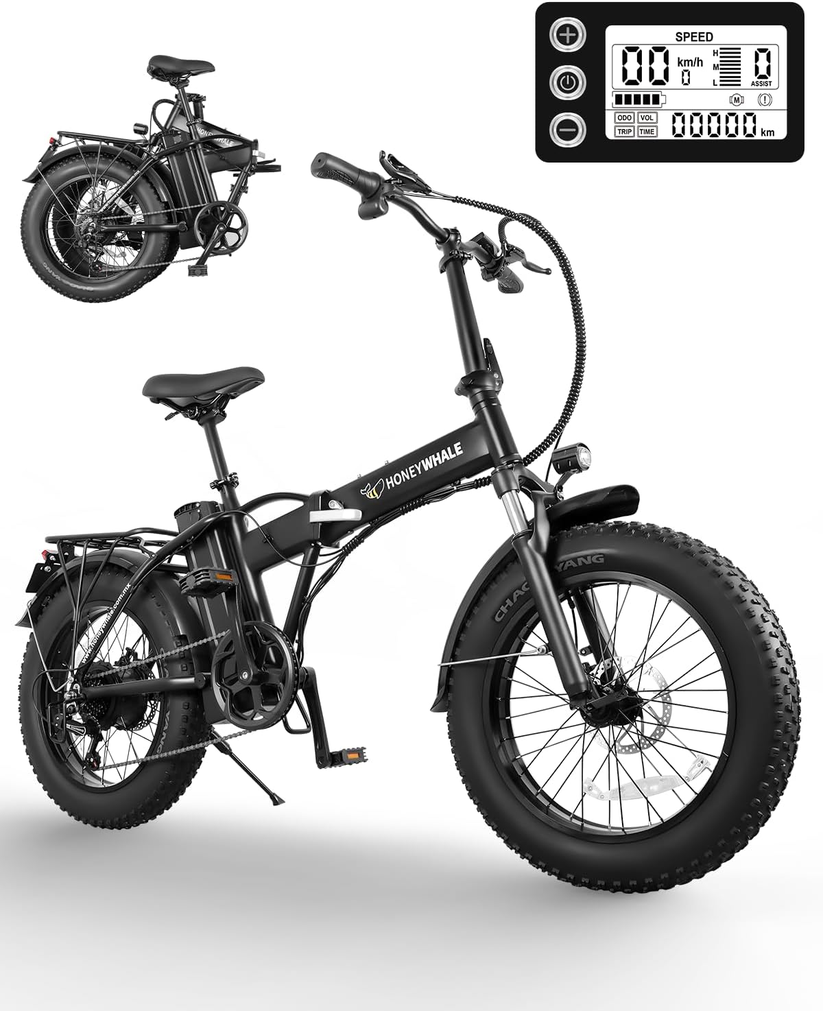 HONEYWHALE F6S Bicicleta Eléctrica Plegable para Adultos, Bicicleta de montaña de 7 Velocidades, Motor 900W-Max, Velocidad Máxima 45KM/H, Autonomía 50KM, Batería Extraíble (54.6V, 10.4AH)