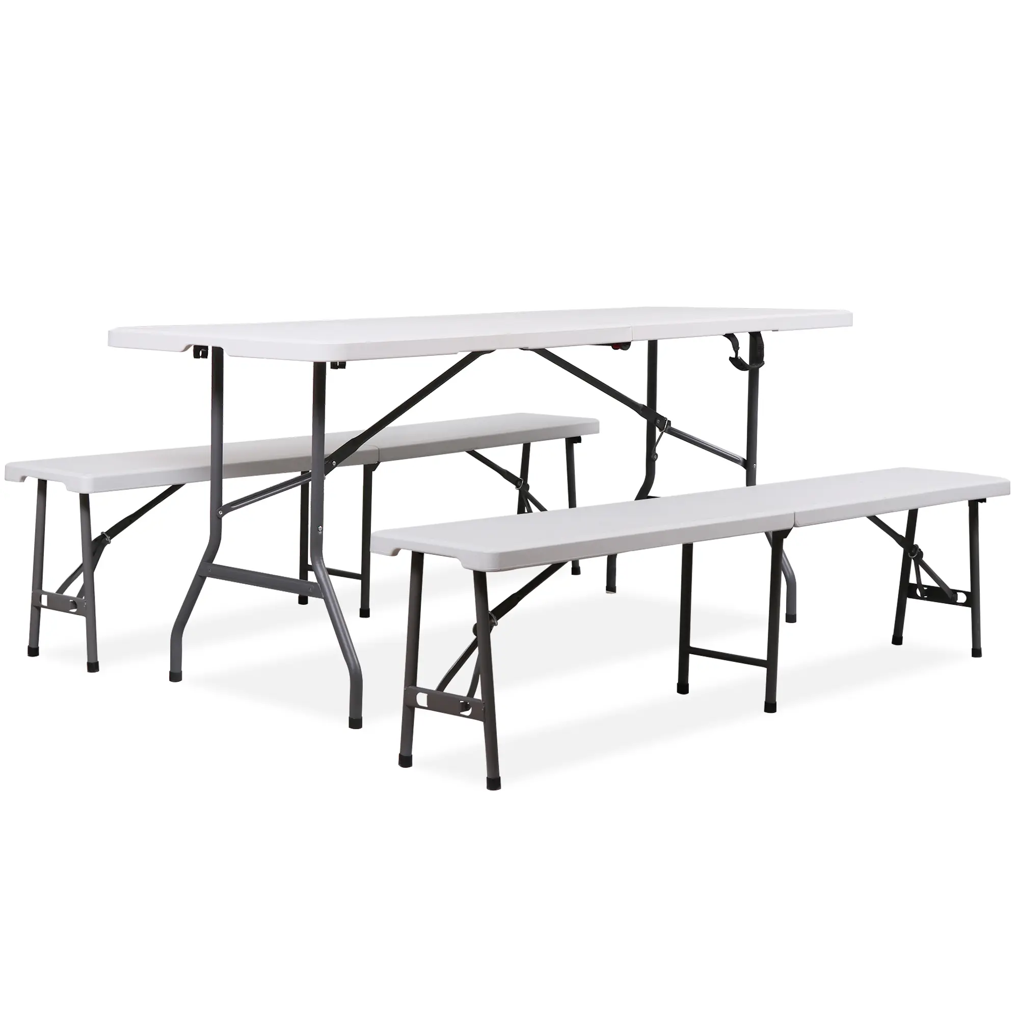 Mesa Plegable de 1.8 m con 2 Bancos, HDPE Impermeable, Soporta 159 kg, para Camping, Picnic y Exteriores