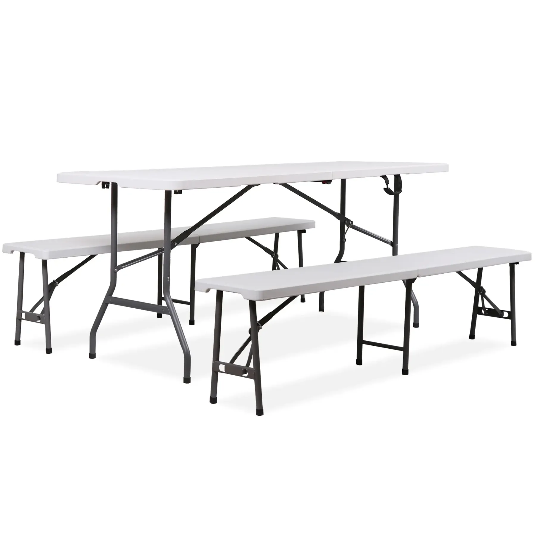 Mesa Plegable de 1.8 m con 2 Bancos, HDPE Impermeable, Soporta 159 kg, para Camping, Picnic y Exteriores