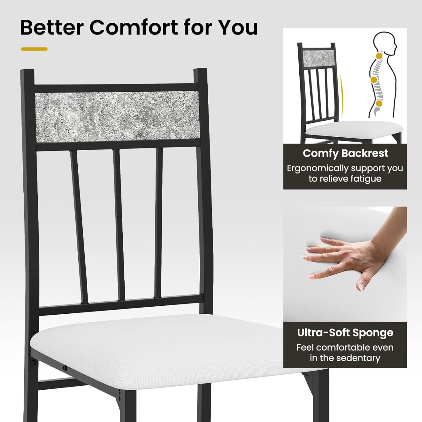 Tangkula - Juego de Mesa de Comedor FR 4, Mesa de Cocina y sillas con Marco de Metal y Asiento Acolchado, Juego de 4 mesas de Comedor y sillas para Comedor, Ahorro de Espacio