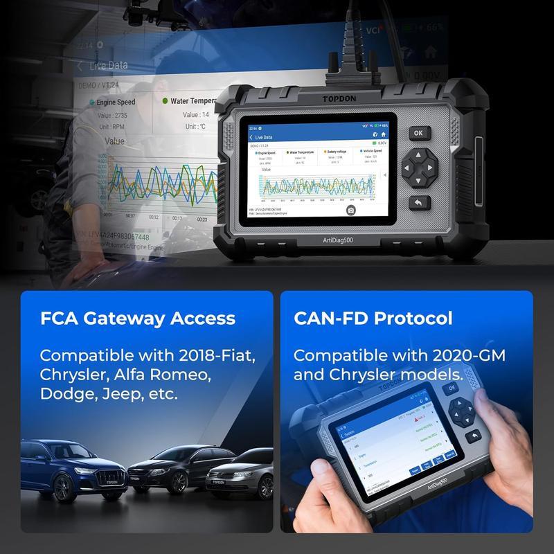 Escáner automotriz, herramienta de diagnóstico para vehículos con funciones de reinicio de aceite/SAS/acelerador, diagnóstico de motor/ABS/SRS/transmisión, AutoVIN, lector de códigos de error del motor con prueba de batería y actualizaci
