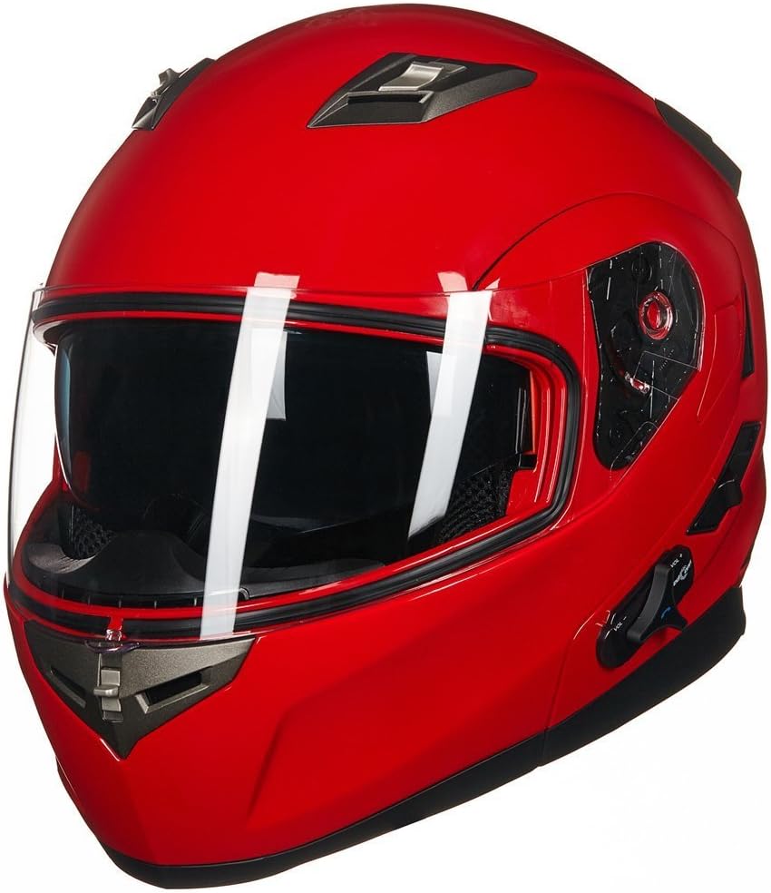 ILM - Casco de Motocicleta Modular Integrado con Bluetooth, con protección Solar para Mp3, Modelo 953/953 Pro