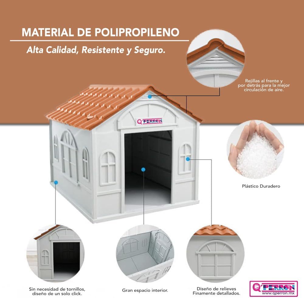 Casa Térmica para Perro Raza Grande | Incluye Puerta Metálica | 99 x 84 x 82 cm | Impermeable con Ventilación | Material Resistente al Exterior.