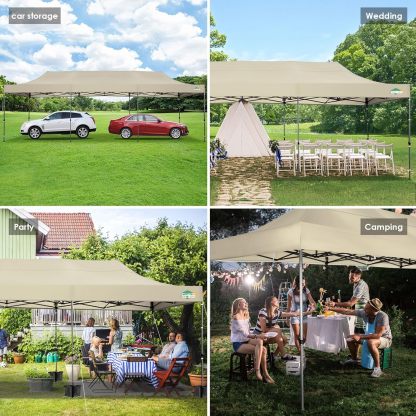 COBIZI - Toldo desplegable de 10 x 20 Pulgadas con 6 Paredes Laterales, toldo Impermeable para Eventos al Aire última intervensión, UPF 50+ cenador portátil para Fiestas, Playa, Camping, Boda,