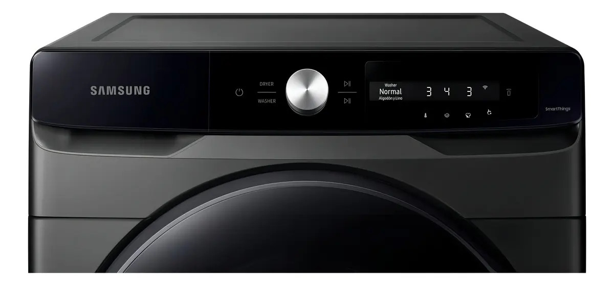 Lavadora Samsung Con Panel Multicontrol, 22kg Wf22c6400av Color Negro