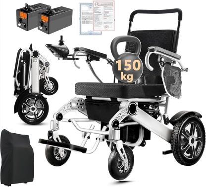 WEYRAL 40km Sillas de Ruedas ElÃ©ctrica Para Adultos, ligera, alcance de 40 km, Silla de Ruedas ElÃ©ctrica plegable, silla de ruedas elÃ©ctrica para todo terreno, capacidad de carga de 150 kg