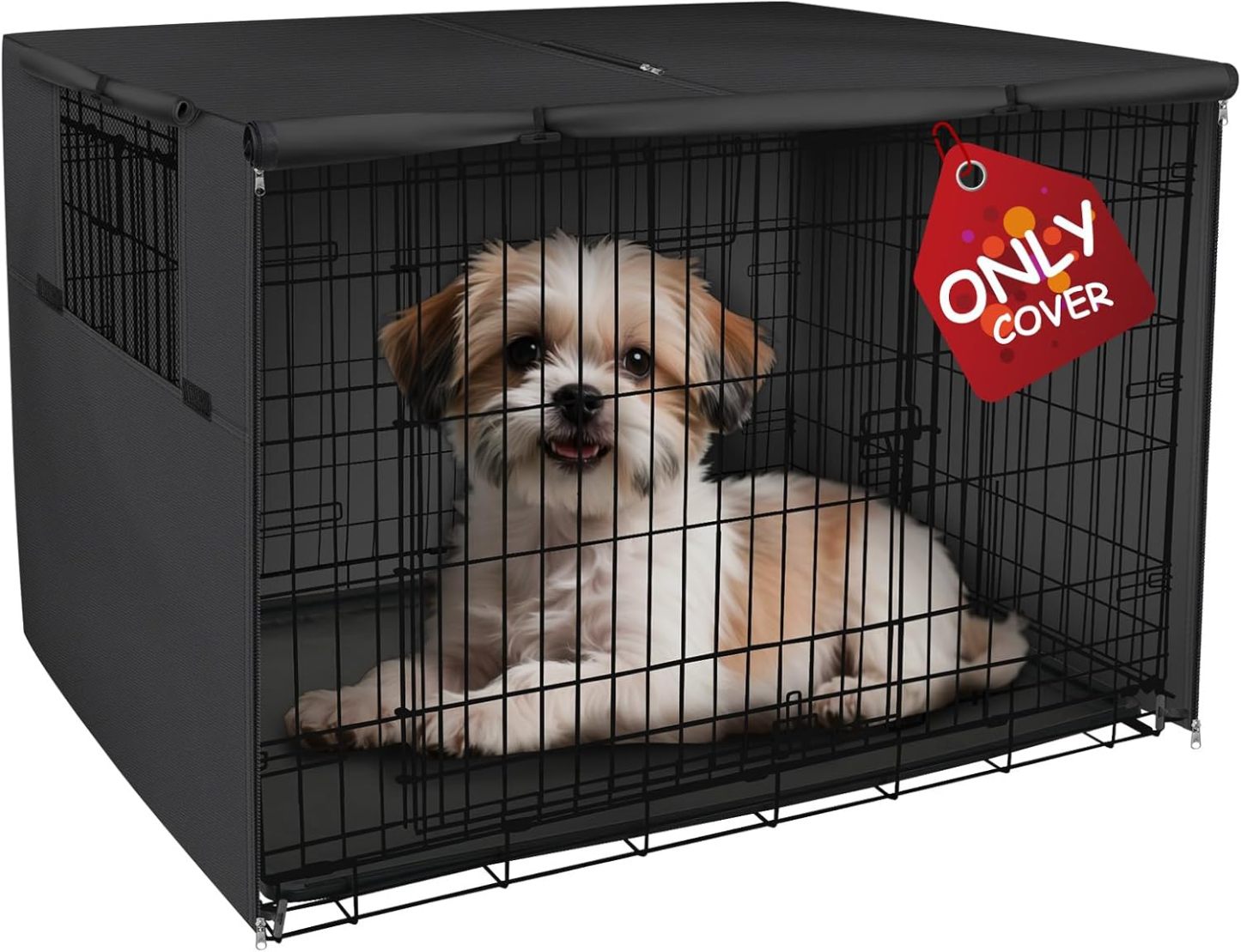 Explore Land Funda para jaula de perro de 42 pulgadas, funda de poliéster duradera para perrera de mascotas, ajuste universal para jaula de perro de alambre 1 (negro)