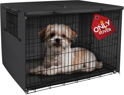 Explore Land Funda para jaula de perro de 42 pulgadas, funda de poliéster duradera para perrera de mascotas, ajuste universal para jaula de perro de alambre 1 (negro)