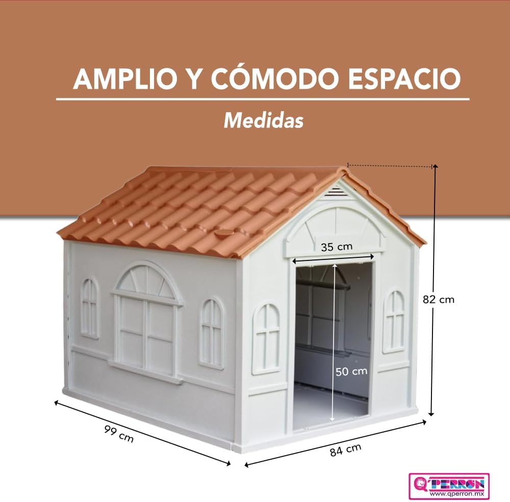 Casa Térmica para Perro Raza Grande | Incluye Puerta Metálica | 99 x 84 x 82 cm | Impermeable con Ventilación | Material Resistente al Exterior.